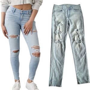 AMERICAN EAGLE OUTFITTERS High Rise Jeggings Distressed Super Stretch Thrashed